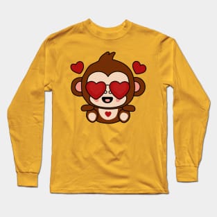 kawaii Monkey wearing sunglasses Long Sleeve T-Shirt